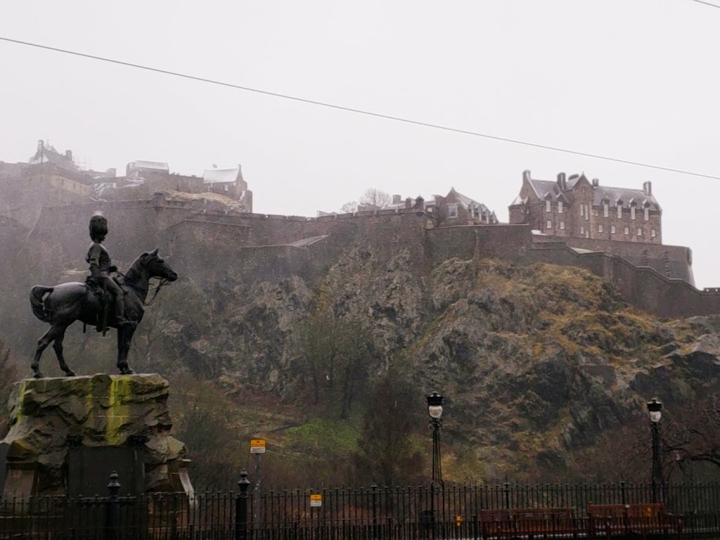 Snow over Edinburgh castle