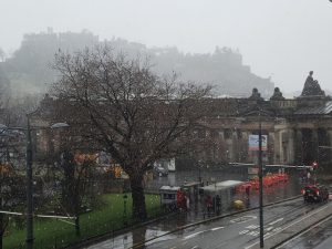 Snow over Edinburgh in April